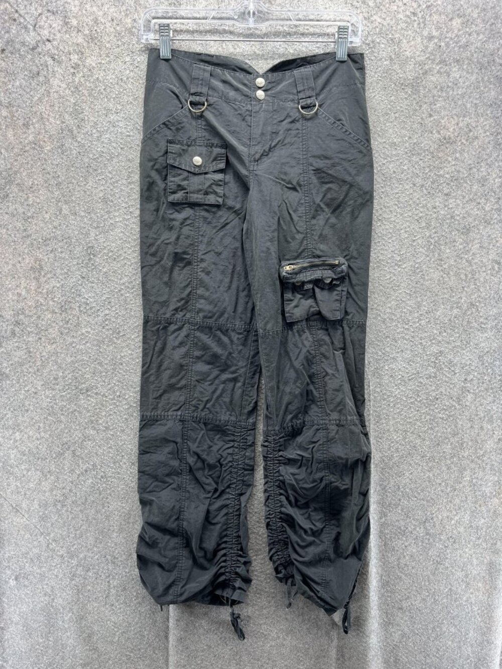 Mudd Pants Womens 0 Black Cargo Twill Ruched Cargo Vintage Utility Travel Y2K